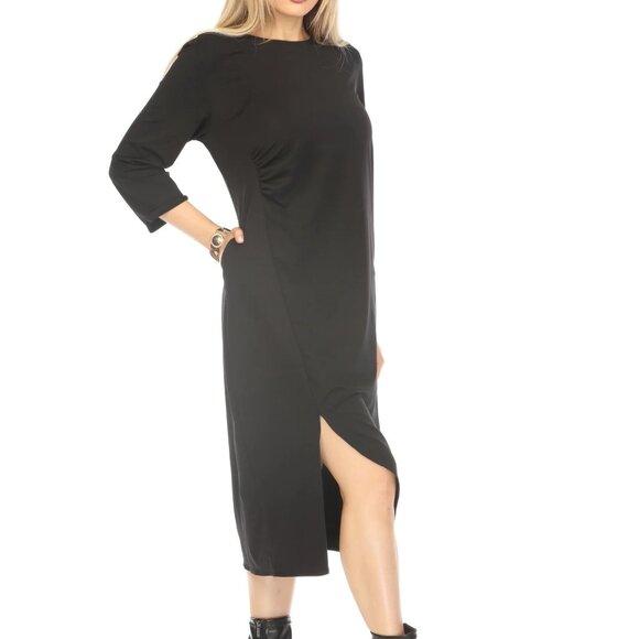 Black Rouch Designer Pockets Dress - Picture 3 of 5